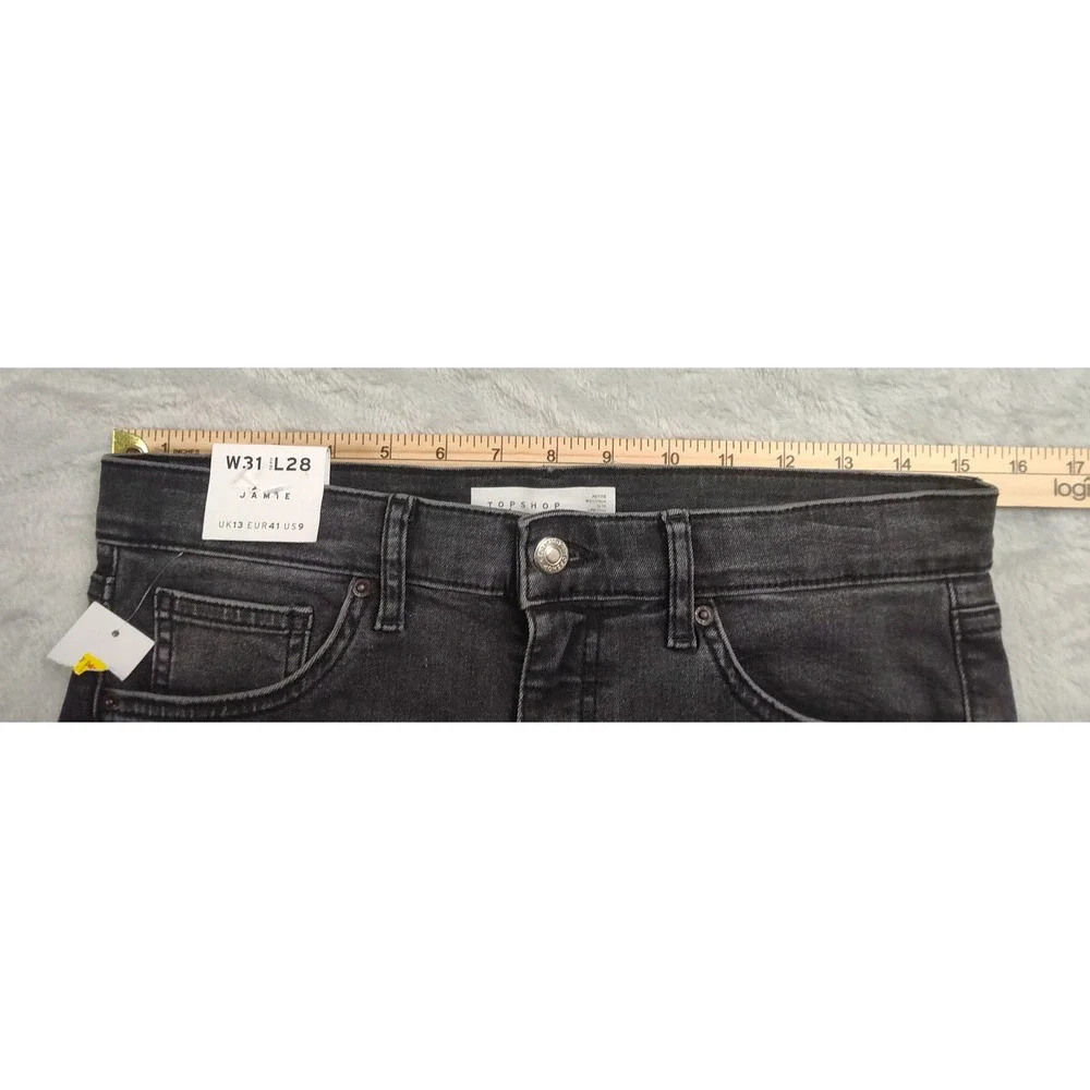Topshop Jamie Skinny Fit Jeans Womens Size 31 x 28 Dark Gray Stretch Petite